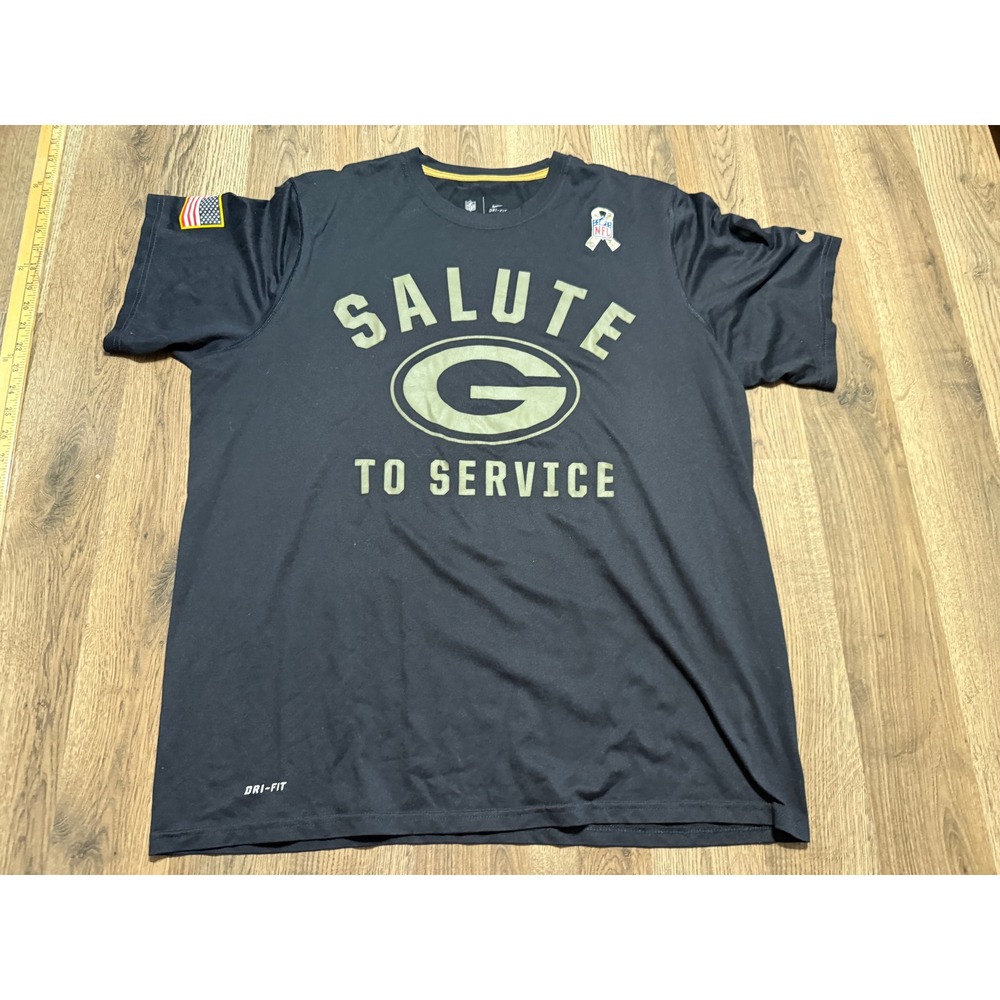 Nike T-Shirt Mens Size XL Black Green Bay Packers Salute to Service NFL Football